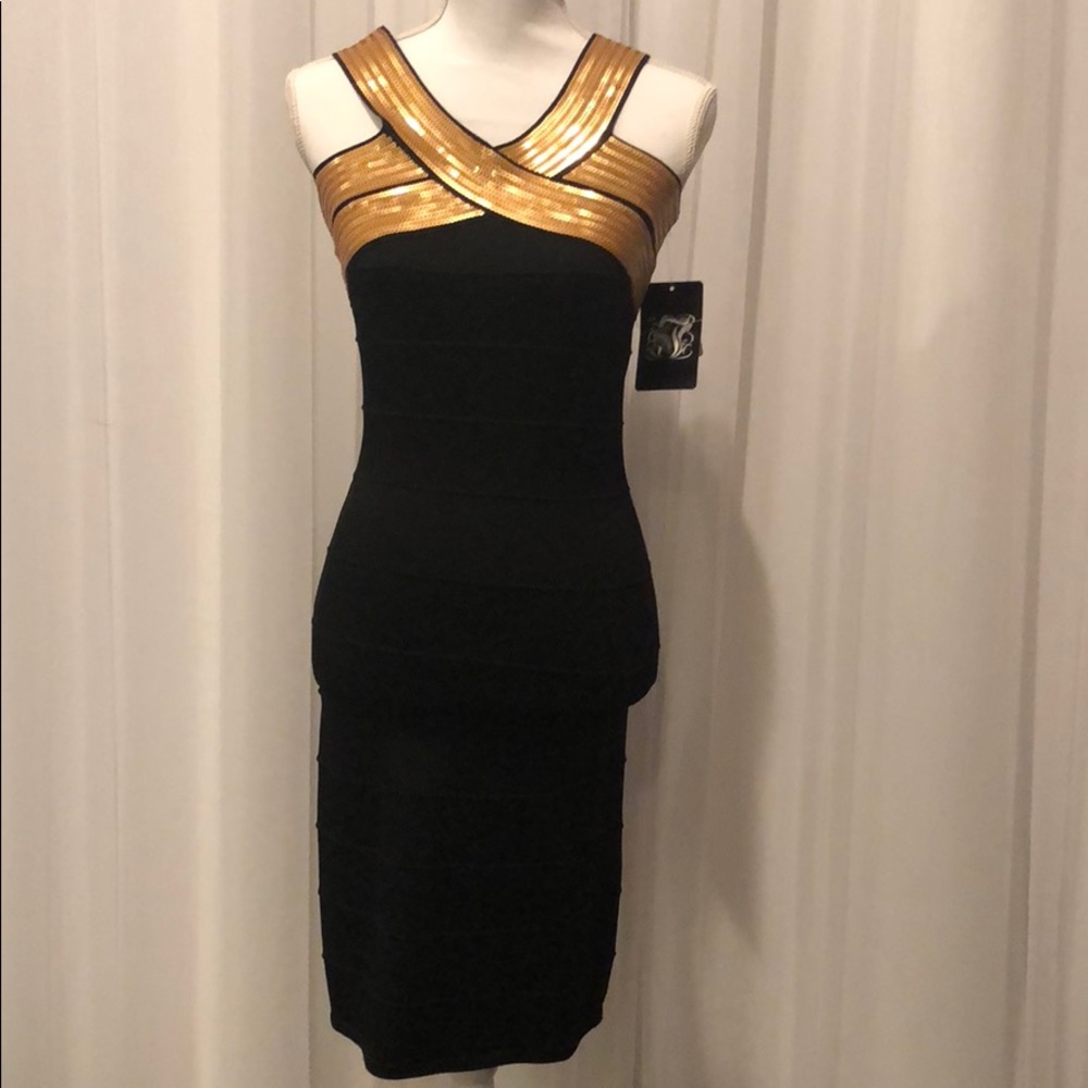 Black and gold dress